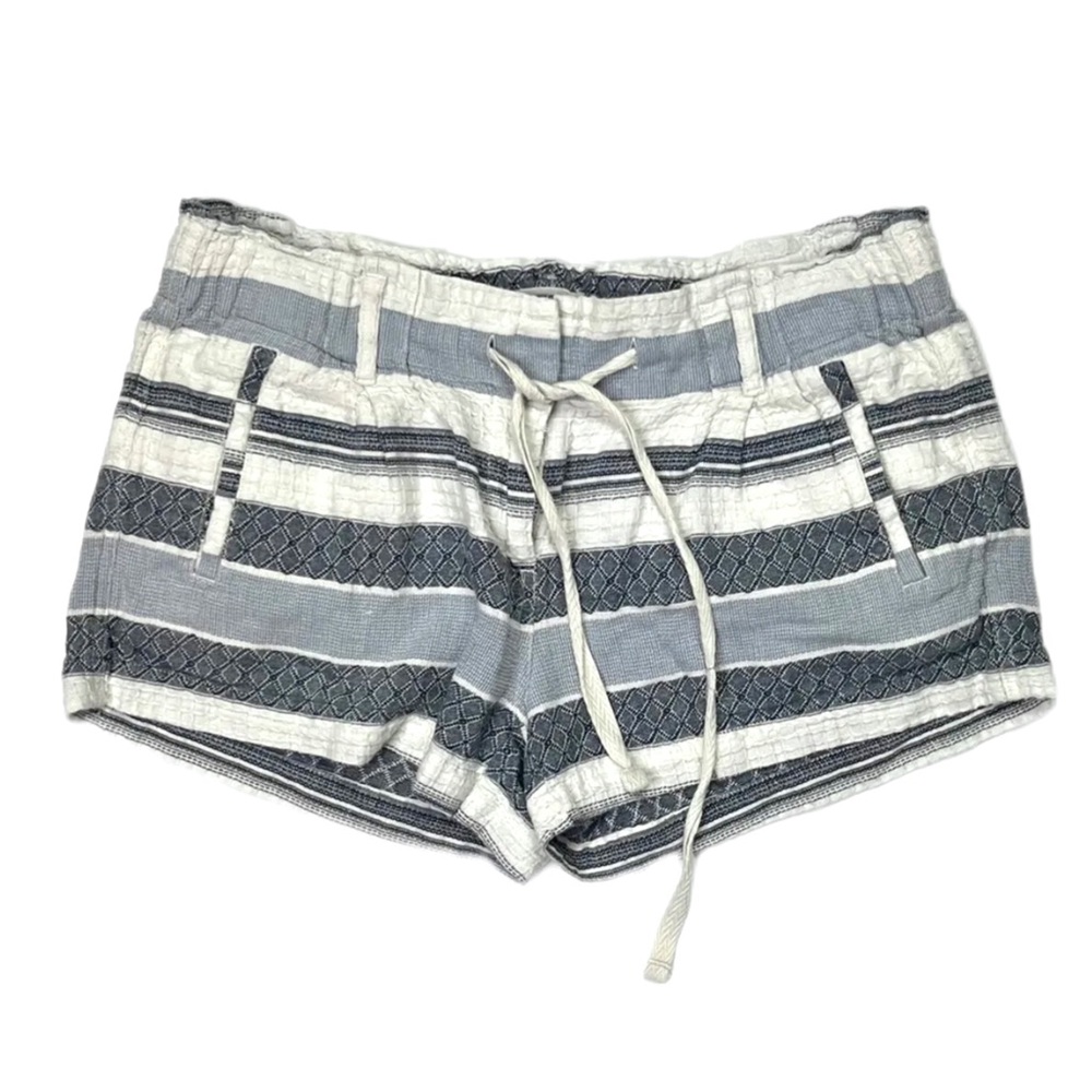 Lou & Grey Women's Tie Waist Gray Striped Shorts - Picture 1 of 7